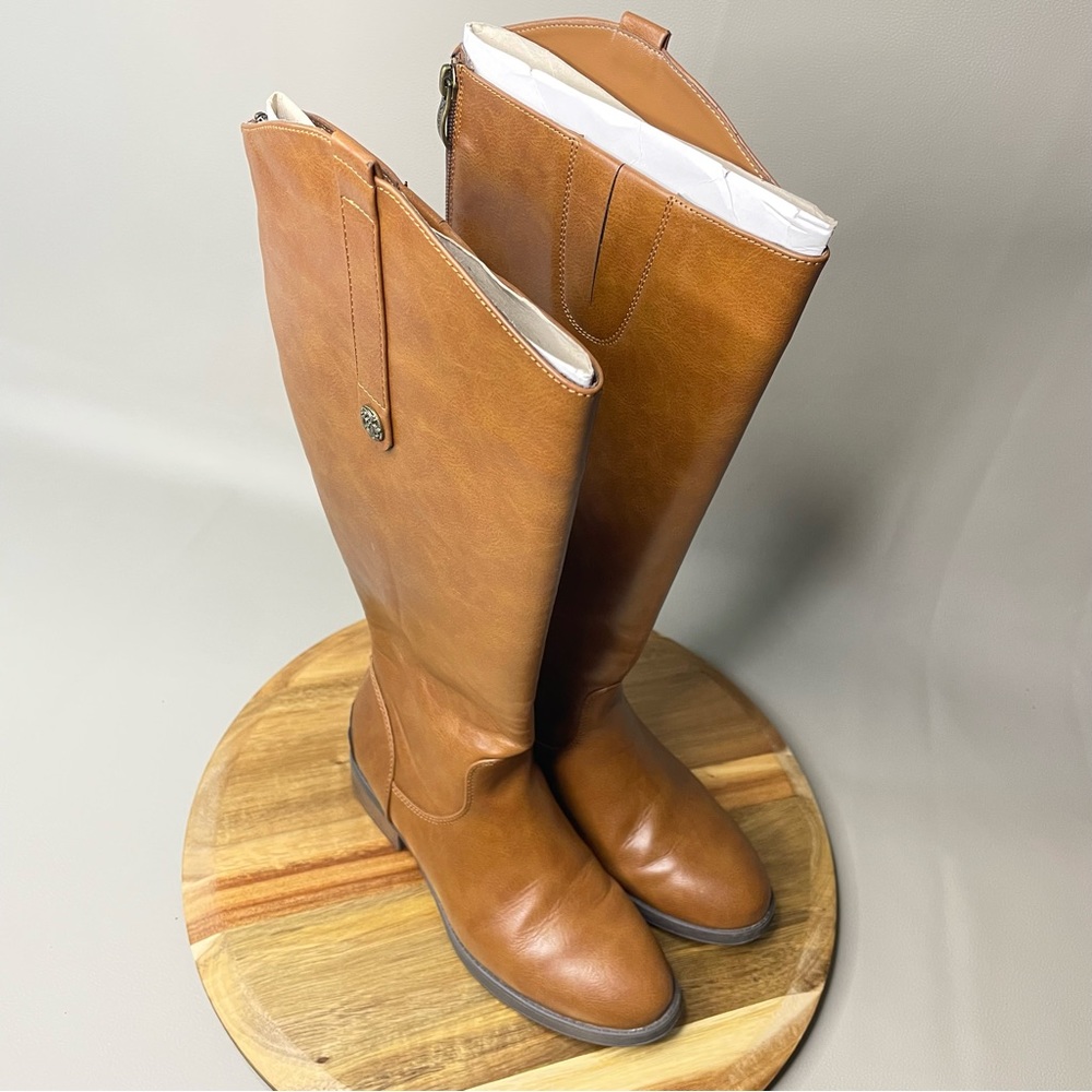 Xappeal Womens Emery Wide Calf Riding Boot Shoes brown size 5
